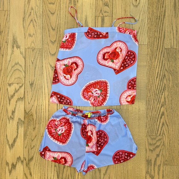 Shady Lady Women’s Heart Candy Box Print Pajama Set Size Small - Picture 2 of 13